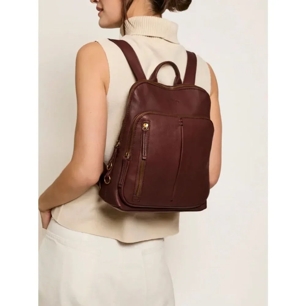 american leather co. cleveland leather backpack Backpack,Brandy Tooled This buttery soft leather backpack features a front zip compartment with additional zip pocket to carry everything you need comfortably. American Leather Co. Cleveland Backpack